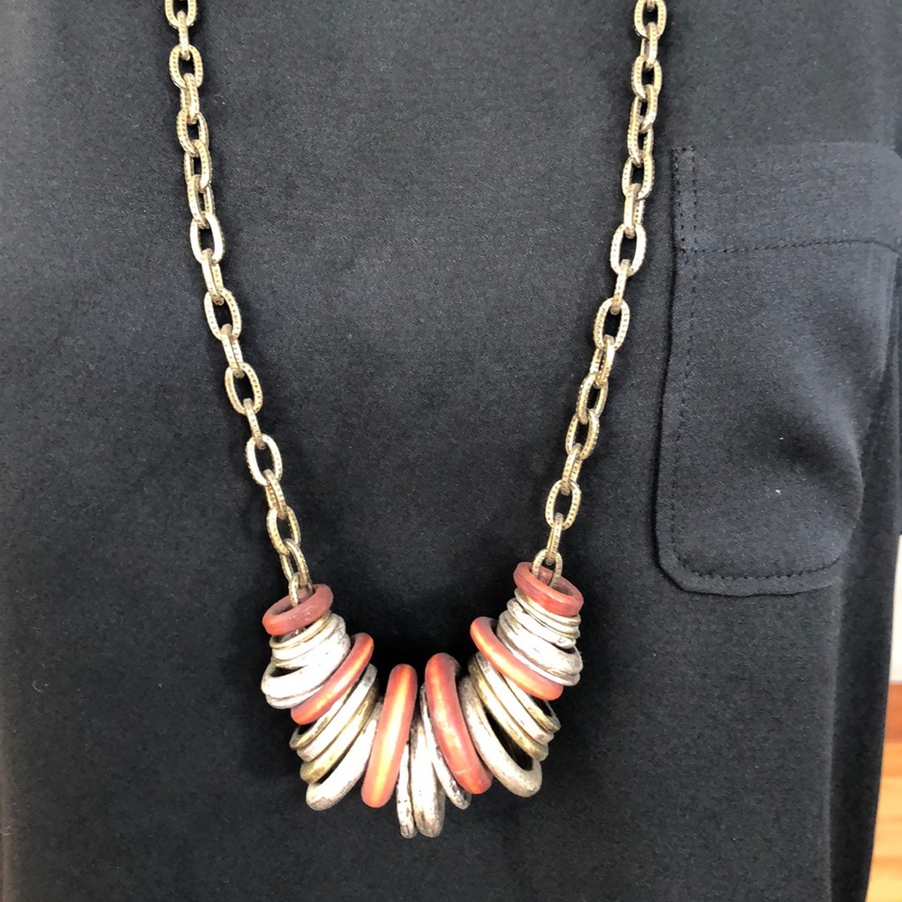 Silver/Gold Ring Statement Necklace - image 1
